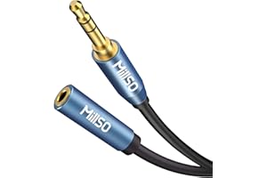 MillSO Przedłużacz audio 2 m stereo kabel audio 3,5 mm wtyczka jack na gniazdo jack 3,5 mm do MP3, stereo, telefonu komórkowego, głośników, słuchawek, radia samochodowego, kina domowego i domowego