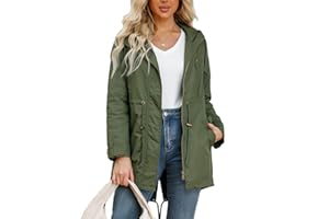 chiguomaoyi Women's Casual Ligtweight Military Jackets Anorak Utility High Waist Drawstring Zip Up Hood Coat