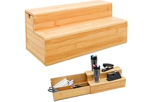 DuneDesign Organizzatore di Bambù con Cassetto - 36x17x16 Cassettiera in Legno - Scatola di Stoccaggio