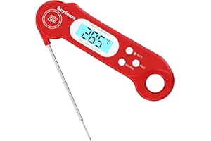 Hoyiours Termometr do mięsa do grillowania i gotowania, szybki, cyfrowy z podświetleniem i kalibracją, sonda do żywności, grillowania na zewnątrz, czerwony klasyczny design