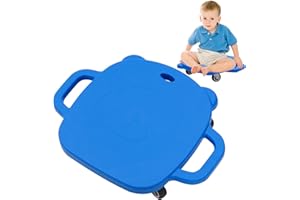 YOSAMY Kids Sitting Scooter Board with Handle,360° Swivel Wheels, Safe & Stable Sensory Scooter for Indoor/Outdoor Play, Improves Balance & Motor Skills, Ages 3+