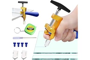 aleawol 2 IN 1 Professionelles Glasschneider Set, Glasschneidewerkzeug mit 2 Stück 3-15mm Hartmetall-Schneidköpfe und 4 Stück Kontakte Füße, Geeignet für Glas / Spiegel / Fliesen