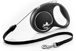 Flexi® Black Design M Cordón 5 m Negro/Plata, Correa Extensible para Perros hasta máx. 20 kg