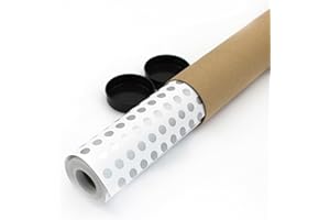 PATRONESMUJER Rollo de papel de regalo 60CM x 25M Lunar Plata. Ideal para: Envolver regalos, aniversarios, Reyes Magos y Navidad. (Plata)