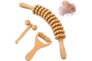 Zyiphor Fasciapinne i trä, förpackning med 3 fasciaruller för rygg, nacke, ben och lymfatisk dränering, massagerulle med hand