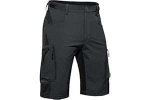 Hiauspor Kurze Hosen Herren, Leichte Wanderhose Atmungsaktiv Schnelltrocknen Cargo Bermuda Shorts Elastische Radlerhose MTB Fahrradhose Outdoorhose Sport Radhose Sommer mit 6 Taschen