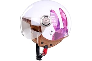 BOSERMEM Metà Aperto Faccia Casco del Motociclo Con Occhialoni ，Casco Modulare Scooter，L'anti-collisione protegge la sicurezza stradale degli utenti