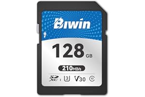 Biwin SD210 SD Card 128GB, SDXC V30 4K UHD Class 10 Rugged UHS-I Memory Card for Camera, Up to 210 MB/s Read Speed, Professional-Grade Solution for Creators