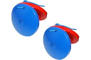 MEISH 2pcs Wooden Castanets Musical Finger Castanets Clappers Percussion Instruments Red Blue Educational Castanet for Adult