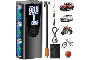 HDeye Pompe à Air Électrique, Compresseur à Air Portatif 150 PSI Pompe à Air Électrique Rechargeable, Noir