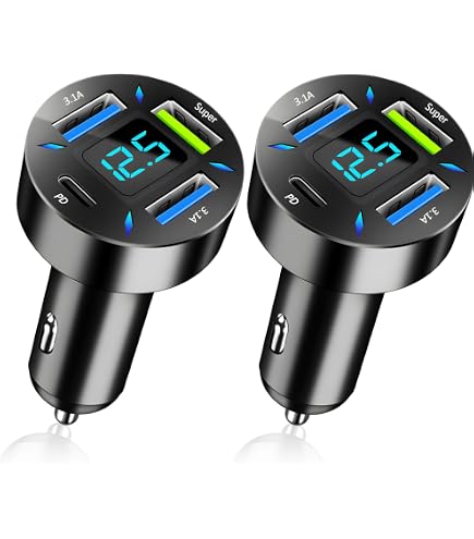 Caricabatterie Auto QC 3.0 A 4 Porte USB - Adattatore Accendisigari Con LED (12-24V) - 2