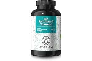 ‎NATURE LOVE NATURE LOVE® Bio Spirulina + Bio Chlorella - je 3000mg Spirulina & Chlorella pro Tagesdosis - 500 Tabletten - Ohne Zusätze und Bio zertifiziert - Hochdosiert, laborgeprüft und vegan