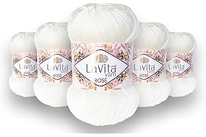 LaVita Yarn Rose 1022 - Hilo para tejer a mano, paquete de 5 unidades, 100% hilo acrílico, hilo de efecto sedoso, ganchillo y encaje, 1 ovillo de 100 g, 350 m
