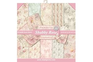 ‎STAMPERIA Stamperia - Scrapbook Paper Pad for Scrapbooking, Albums, Card Making, Bullet Journalling and More, Acid Free, Double-Sided, Perfect for Hobbies, Crafts, and Gifting (Shabby Rose) (30.5 x 30.5cm)