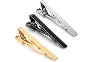 Gjinxi de 3 épingles à cravate classiques pour homme - Style professionnel - 5,5 cm - Pour père, frère, compagnon, mariage (or, argent, noir), L, Métal non précieux, argent