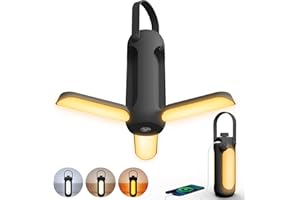 MOJINO Lampada Campeggiot Ricaricabile, 10000mAh LED Lanterna Campeggio con 3 Modalità di Lampada Dimmerabile, Accessori da Campeggio per Tende Picnic Escursioni Pesca, Nero