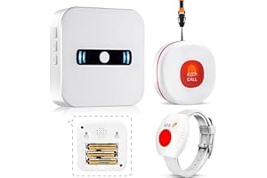 DAYTEE Daytech Salvavita Anziani,SOS Anziani,Campanello per Anziani,Allarme per Anziani per l'assistenza Domiciliare(1 ricevitore + 1 pulsante + 1 braccialetto)