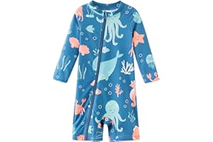 UMELOK Baby Swimsuit One-Piece with Full-Length Zip UPF 50+ Sun Protection Quick-Dry Swimwear for Boys & Girls Perfect for Pool & Beach