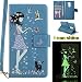 Produktbild Huawei Honor 6X Luminous Leder Wallet Tasche Brieftasche Schutzhülle,Fanryn Schönes Mädchen und Katzen Muster Nacht Leuchtende Design Hochwertige PU Leder Flip Tasche Case Hülle im Bookstyle mit Standfunktion Kredit Kartenfächer für Huawei Honor 6X (Blau)