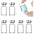 10 Pcs 2ml Sealed Sample Vials, Clear Bottom Headspace Vial, Transparent Glass Vials with Self Healing Injection Port