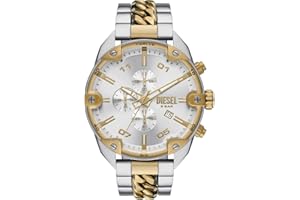 Diesel Montre Spiked pour Homme, Mouvement chronographe à Quartz avec Bracelet en Acier Inoxydable