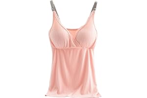 HEONSATI Canottiera con Reggiseno Imbottito Incorporato Canotta Scollo a V Cotone Basic Comodi Magliette Scollo a V Curvy Spalline Regolabili Canottiere Senza Cuciture Ampia Casual Corsa Palestra