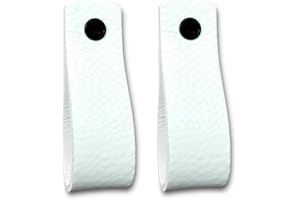 Brute Strength - Maniglie in pelle per mobili - Bianco - 2 pezzi - 16,5 x 2,5 cm - Maniglia per mobili, maniglia per porte per cucina, bagno, armadi, comò, legno