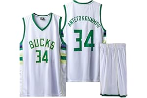 CLZWFZ 34#Kit di Maglia da Basket Bambini Fans Jersey Boys Sportswear Gilet da Basket Senza Maniche Top e Pantaloncini Sport Set Tuta Estiva Regali per Ragazzi Grils