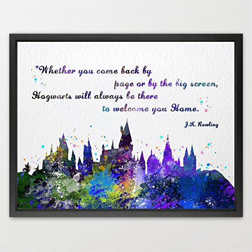 Dignovel Studios A3 Hogwarts Castle Quote Harry Potter watercolour illustration Art Print Friendship Quotes Nursery Kids Art Print Wedding Birthday Gift N382-Unframed