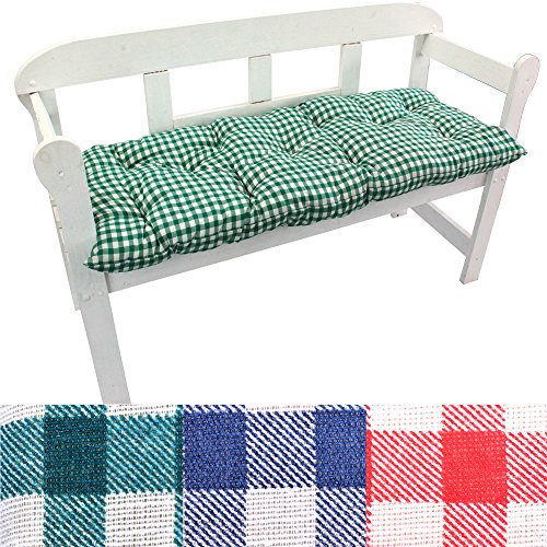 Gartenbank-Auflage Karo Auflage-kissen für Bänke und Gartenschaukel Sitzkissen für Bank Sitzpolster 8 cm dick, Farbe:Grün, Größe:120 x 50 x 8 cm