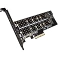 Combrite Dual M.2 SSD to PCI-E 4x Adapter Card 2x M.2 PCIe to PCIe 3.0 x4 / SATA III Adapter - Support B-Key M-Key M.2 PCIe NVMe/AHCI SSD 22110, 2280, 2260, 2242, 2230