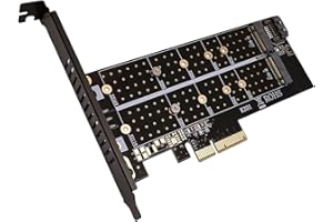 Combrite Dual M.2 SSD to PCI-E 4x Adapter Card 2x M.2 PCIe to PCIe 3.0 x4 / SATA III Adapter - Support B-Key M-Key M.2 PCIe NVMe/AHCI SSD 22110, 2280, 2260, 2242, 2230