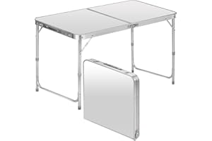 GOODS+GADGETS Table Pliante multifonctionnelle Table de Camping Table Pliante Table de marché Table à tapisser réglable en Hauteur Table d'appoint pour Camping dans Le Jardin pour Festivals, marchés et Plus (Blanc