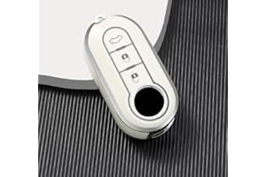 StyleC REMOTE FLIP KEY COVER COMPATIBLE WITH FIAT 500 PANDA PUNTO BRAVO STILO LANCIA 3 BUTTON Black (White Silver)