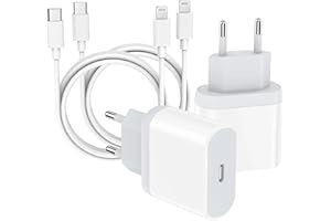 25W Chargeur Rapide iPhone, 4-Pack Prise avec 2M Cable pour iPhone 11 12 13 14/14 Plus / 14 Pro / 14 Pro Max/SE/X/XS/XR 8 7 6 6S Mini, iPad, AirPods, Type C Secteur Mural Alimentation Adaptateur