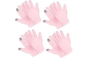 Sibba 4 Pairs Moisturizing Gloves Overnight, Touch Screen Gloves White Cotton Gloves for Dry Hands Eczema, Hand Spa Treatment Gloves for Repair Rough Cracked Dry Chapped Hands Skin, Inspection Gloves