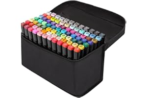 GENERIC 60 Colors Alcohol Markers Set Colouring Art Marker Pens Dual Tip Graphic Sketch Pens Coarse Pens with Carry Case for Sketching Painting Manga Design(Black)