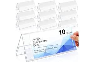 Fhintory Namensschilder Tischaufsteller für 300 x 105 mm, 10 Stück Namensschilder Acryl Dachaufsteller, Tischschilder Wiederverwendbare, Namensschilder Tisch, Tisch Namensschilder für Konferenzraum