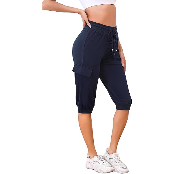 Bermuda Vita Alta Tasche Pantaloncini Cargo Donna JINSHI Vita