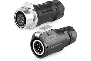 CNLINKO LP-16 Conector Industrial Estanco de 8 Pines, IP68 Conector Circular, Carcasa de Plástico PBT, Enchufe Rápido Conector de Aviación M16 Macho y Hembra (8 Pines)