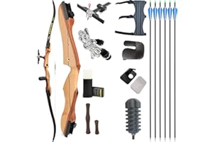 ‎WOLFMAN wolfman Recurvebogen Set Erwachsene 66/68/70 Zoll 12-40LBS Pfeil und Recurve Bogen Set Praxis Bogen Jagdbogen für Bogenschießen Halle Schießen Wettkämpfe Übung Rechtshänder