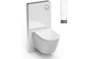 BERNSTEIN - Pack WC japonais + Module sanitaire Blanc, Toilettes suspendu lavant céramique + télécommande, jet douche, séchoir air chaud, filtre à odeurs, Chasse Vortex 180°, 59x38x38cm - Pro+1102