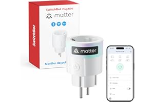 SwitchBot Matter Plug Mini con monitor de energía, control por Wi-Fi y Bluetooth, compatible con Alexa, Google Home, SmartThings y Home Assistant, control por voz y acceso remoto a la aplicación, 16A