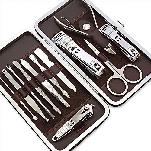 Mobengo 12Pcs Nail Care Personal Manicure & Pedicure Set, Travel & Grooming Kit Stainless Steel Personal and Professional Use Ergonomic Different Tools Nails Clippers
