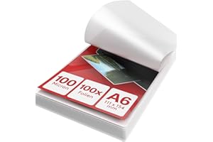 ‎ACROPAQ ACROPAQ Laminierfolien A6 - Pack mit 100 Laminierfolien, 2x100 (200) Mikron, Glänzende Oberfläche, Vorge­runde­te Ecken - Folierfolien, Laminiertaschen