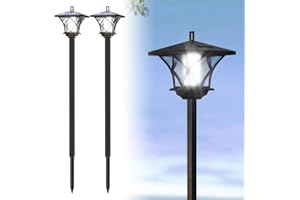 Timisea 150CM Solar Post Light 2-Pack - Outdoor Aluminum Classic Black Lamp Pole, Waterproof for Driveway, Patio, Garden, Lawn, Backyard and Pathway