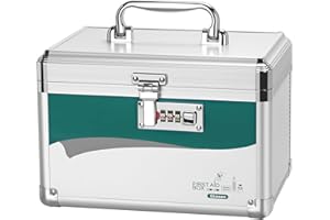 Glosen Boîte à Pharmacie avec code, Boîte de Rangement Médicale, Boite Medicaments à serrure à combinaison, Coffre de Rangement Medicament à serrure combinée Verrouillable [10 * 6.7 * 6.7 Pouces]