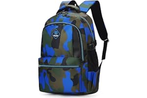 FNTSIC Cool Camouflage School Bags Children Backpacks Large Capacity Lightweight Shoulder Bags for Teenage Boys and Girls (Camo sky blue)