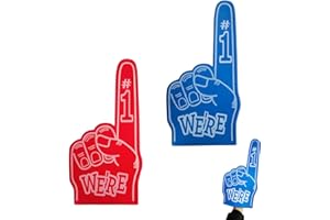 WENJION 2PCS Foam Finger Pointer Hand, Giant Number 1 Fan Foam Fingers, Cheering Gloves for Sports Events, Gladiator Foam Hand Props, Big Finger Pointer for Games, Parties, and Team Spirit (Red & Blue)