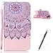 Produktbild Feeltech Samsung Galaxy S6 Edge Plus Hülle,Samsung Galaxy S6 Edge Plus Magnet Leder Wallet Cover,Elegant Soft PU Kartenfach Extra Dünn Tasche Bunte Relife-Muster [Stand Funktion] Karte Halterung Klapp hülle Flip Book Design Case Flexible TPU Ultra Slim Inner Bumper Tasche mit Landyard [Free Stylus] für Samsung Galaxy S6 Edge Plus - Stammes Mandala